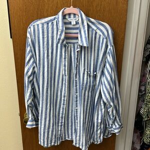 Light Striped Linen Long Sleeve Shirt